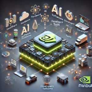DALL·E 2025-01-28 07.25.59 - A sleek 3D cartoon-style infographic highlighting NVIDIA’s ecosystem in AI and its industry partnerships. The image includes key elements like AI hard