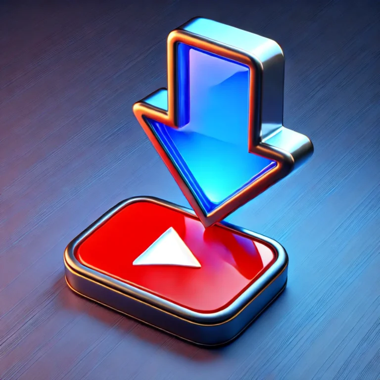 DALL·E 2025-02-01 07.51.29 - A 3D concept for a YouTube thumbnail downloader. The centerpiece is a large, glossy red YouTube logo with a white play button. Below it, a single, bol
