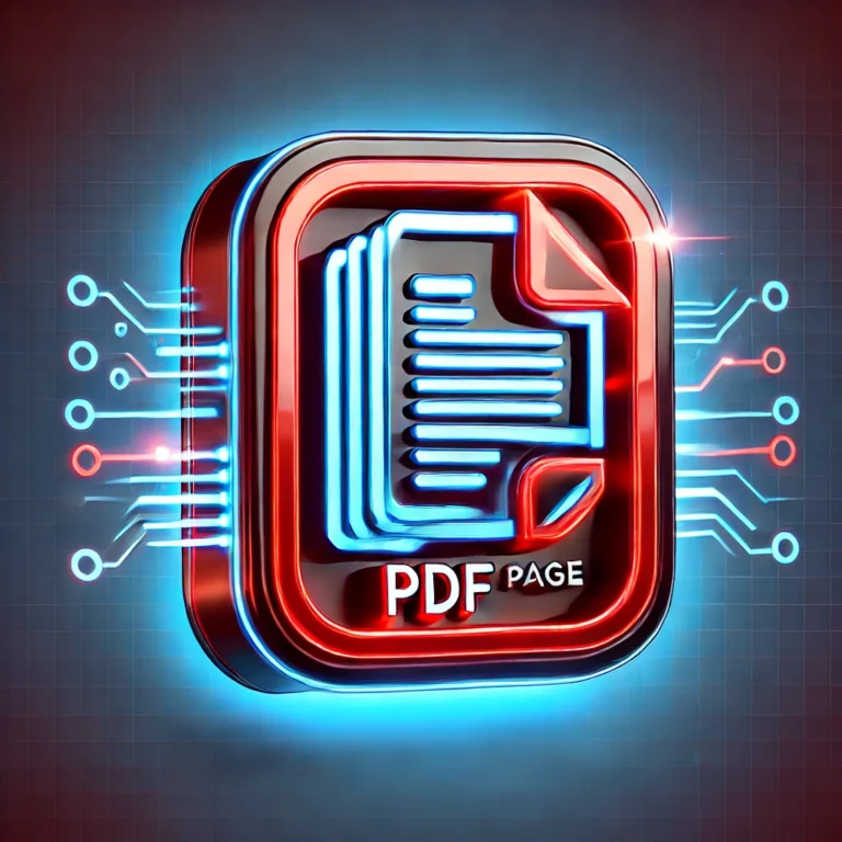 DALL·E 2025-02-26 09.38.01 - A futuristic 3D thumbnail for a PDF Page Extractor. The design features a sleek, glossy red PDF document icon with a folded corner. Several pages appe